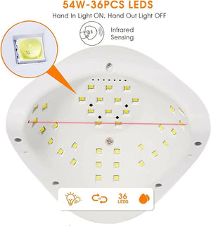 SKY-TOUCH Professional Gel Polish Led Nail Drying Lamp,Nail Dryer Sun X5 PlUS 54W Uv Led Nail Lamp For Professional Manicure Salon,Nails, Polish, Curing, Manicure, Pedicure,Nail Arts Tools, White