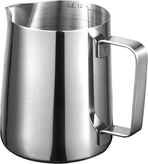 Stainless Steel 350ml Milk Frothing Pitcher Measurements on Both Sides