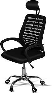 SKY TOUCH Office Chair,Comfort Ergonomic Height Adjustable Desk Chair with Lumbar Support Backrest&Headrest and Armrests，Black 125×55×55cm