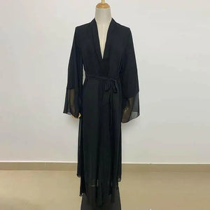 Sand Abaya for Women Muslim Dubai Dress Solid Loose Fit Long Cardigan Islamic Kaftan Robe