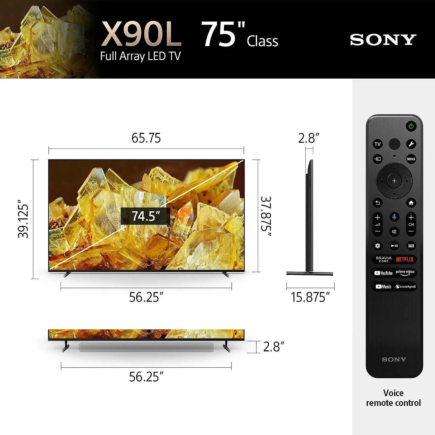 Sony X90L 85 Inch TV -XR-85X90L: BRAVIA XR Full Array LED 4K UHD Smart Google TV- 2023 Model - UAE Version