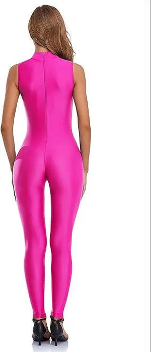 Speerise Spandex Bodysuit for Women Zip Sleeveless Unitard Bodycon Jumpsuits Leotard for Costume