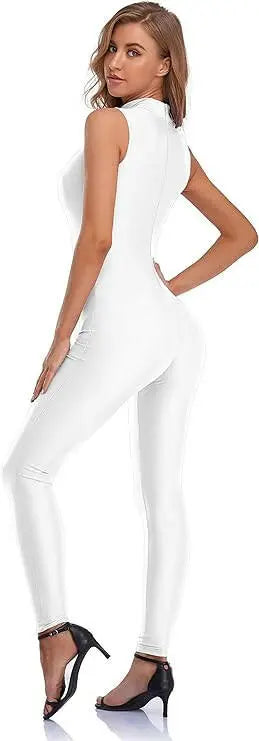 Speerise Spandex Bodysuit for Women Zip Sleeveless Unitard Bodycon Jumpsuits Leotard for Costume