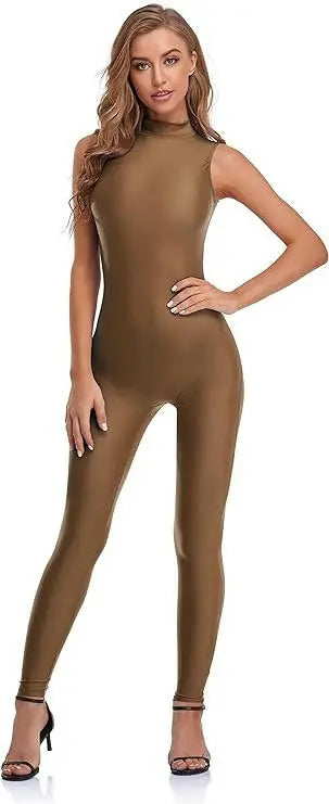 Speerise Spandex Bodysuit for Women Zip Sleeveless Unitard Bodycon Jumpsuits Leotard for Costume