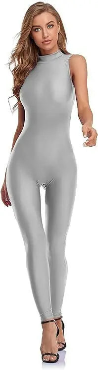 Speerise Spandex Bodysuit for Women Zip Sleeveless Unitard Bodycon Jumpsuits Leotard for Costume