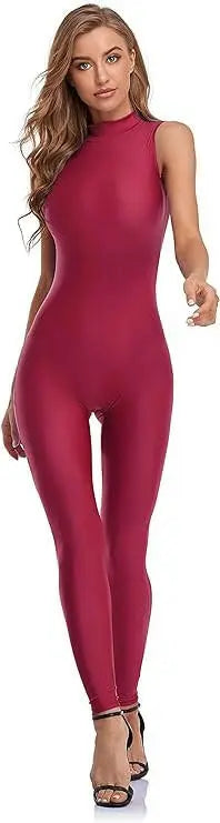 Speerise Spandex Bodysuit for Women Zip Sleeveless Unitard Bodycon Jumpsuits Leotard for Costume