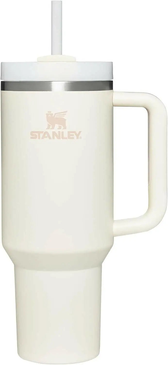 Stanley Quencher H2.0 FlowState Stainless Steel Vacuum Insulated Tumbler with Lid and Straw for Water, Iced Tea or Coffee, Cream, 40 oz