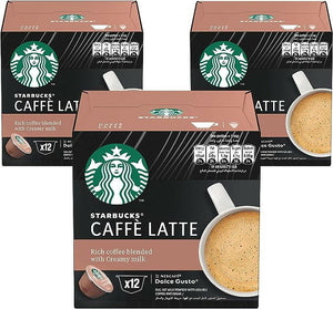 Starbucks Caffè Latte By Nescafe Dolce Gusto 12 Capsules, Pack of 3 Boxes