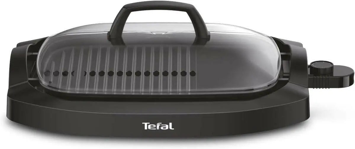 TEFAL Plancha Electric Smokeless Grill with Lid, Black, Plastic/Steel, CB6A0827, 1 year warranty