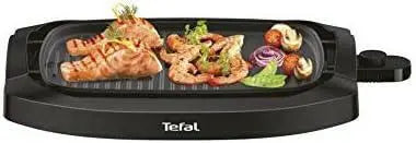 TEFAL Plancha Electric Smokeless Grill with Lid, Black, Plastic/Steel, CB6A0827, 1 year warranty