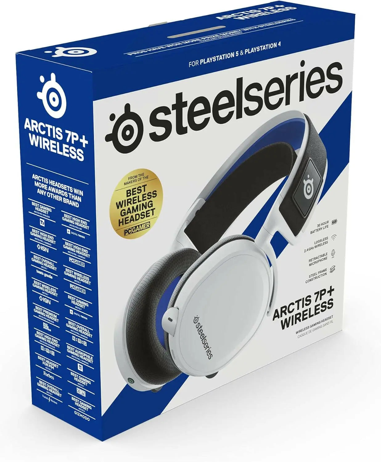 Steelseries Arctis 7P+ Wireless Gaming Headset - Lossless 2.4 Ghz - 30 Hour Battery Life - For Ps5, Ps4, Pc, Mac, Android And Switch - White