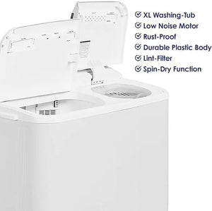 Super General 5 kg Twin-tub Semi-Automatic Washing Machine, White, efficient Top-Load Washer with Lint Filter, Spin-Dry, SGW-50, 70.9 x 40.2 x 85.5 cm, 1 Year Warranty