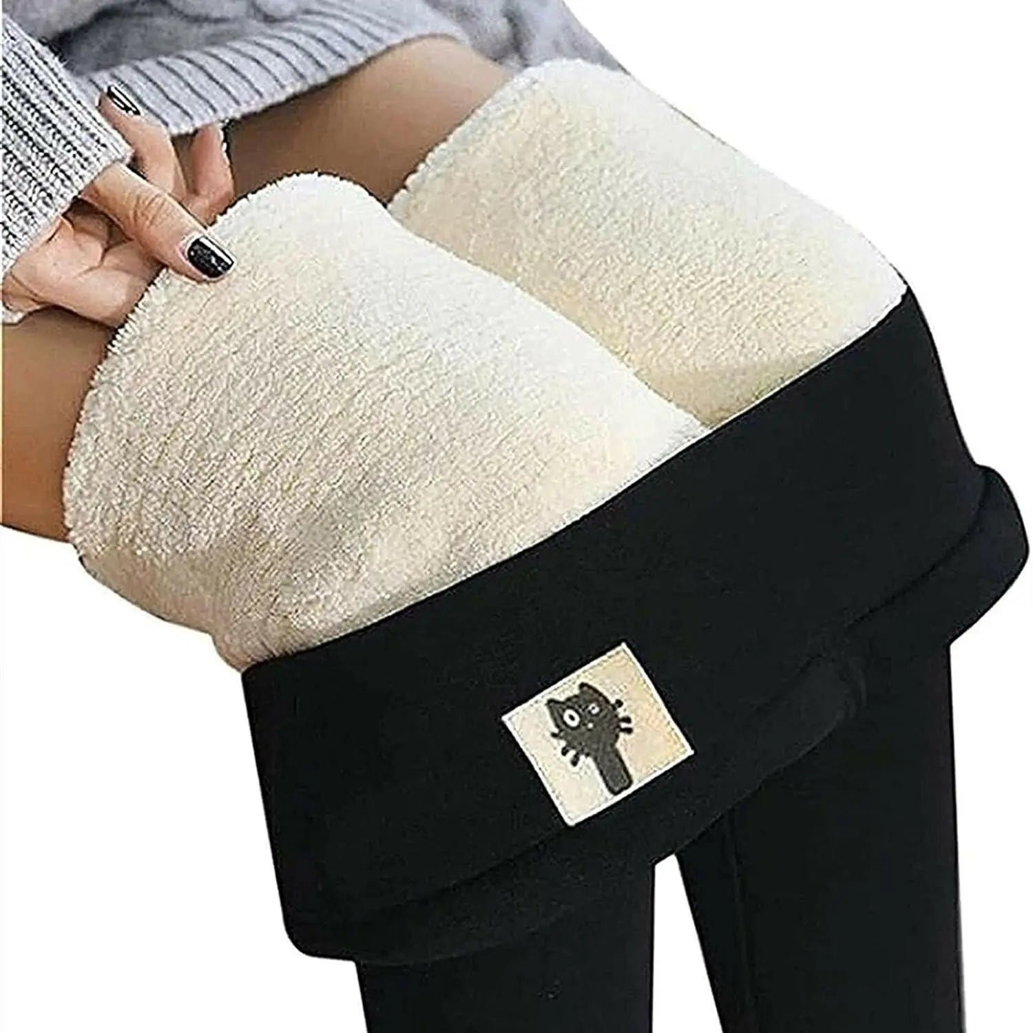 Super Thick Cashmere Leggings for Women, Winter Sherpa Fleece Lined High Waist Stretchy Leggings Plush Warm Thermal Pants