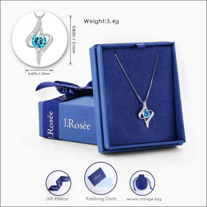 Swarovski Elements Crystal 18K Gold Plated 925 Sterling Silver Pendant Necklace and Studs Earrings J.Rosée Fashion Jewelry Sets for Women Ladies Girls Gift Package