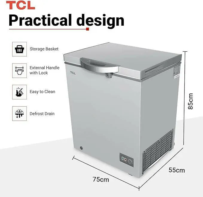 TCL 188LTR CHEST FREEZER MECHANICAL CONTROL-SILVER