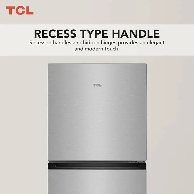 TCL 370 Litre Double Door Refrigerator, No Frost, Freeze, Humidity Crisper Control, Holiday Function, LED light, Inox finish, P370TMN