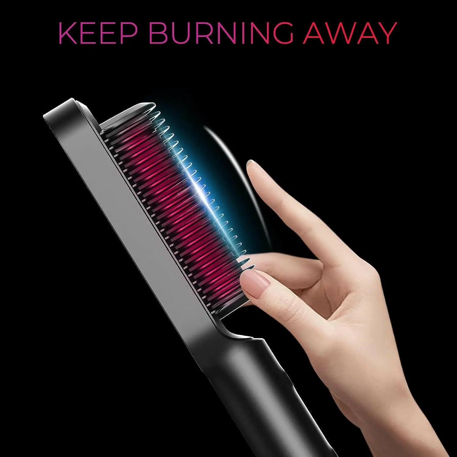 TYMO Hair Straightener Brush, Hair Iron with Built-in Comb. Tourmaline Ceramic Coating. Fast Heating & 5 Temp Settings. Hair Straightener Brush That Salon Styling at Home. (Matte Black)