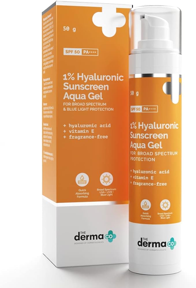 The Derma Co Hyaluronic Sunscreen Aqua Ultra Light Gel With Spf 50 Pa++++ For Broad Spectrum, UV A, UV B & Blue Light Protection For Oily Skin - 50G(Dermaco)