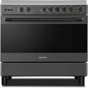 Toshiba Gas Range 5 Burner with Fan Oven Size 60 x 90 Grey Color Italian Model TBA-36LM5G089KS - 1Year Full Warranty.