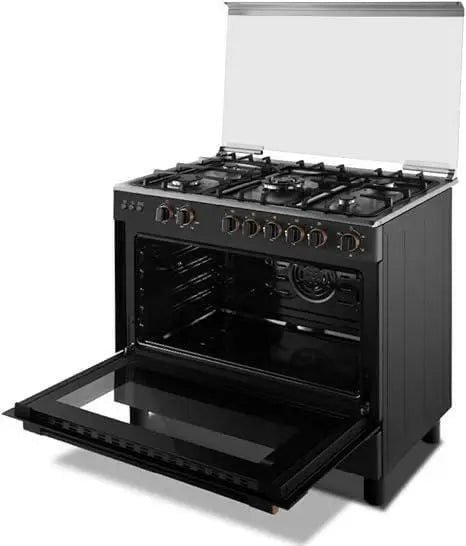 Toshiba Gas Range 5 Burner with Fan Oven Size 60 x 90 Grey Color Italian Model TBA-36LM5G089KS - 1Year Full Warranty.