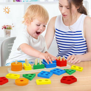 Toys for 1 to 3-Year-Old Boys Girls Toddlers, Wooden Sorting & Stacking Toys for Toddlers and Kids Preschool, Educational Toys