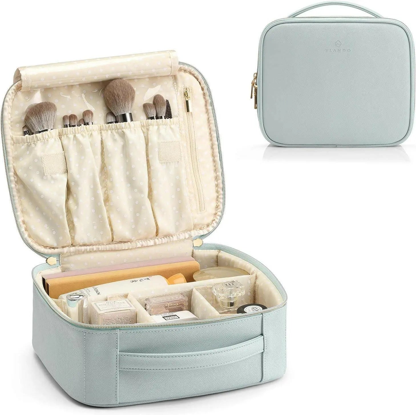 Travel Makeup Cosmetic Case Storage Bag Cosmetic Bag Portable with Adjustable Dividers
