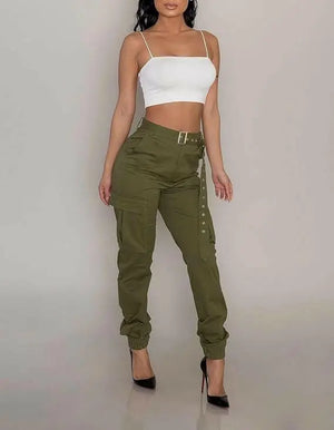 Trendy Solid Cargo Pants, Women's Multi Flap Pocket Trousers, Loose Casual Outdoor Pants, Women's Work Pants Outdoors Streetwear Hip Hop Style