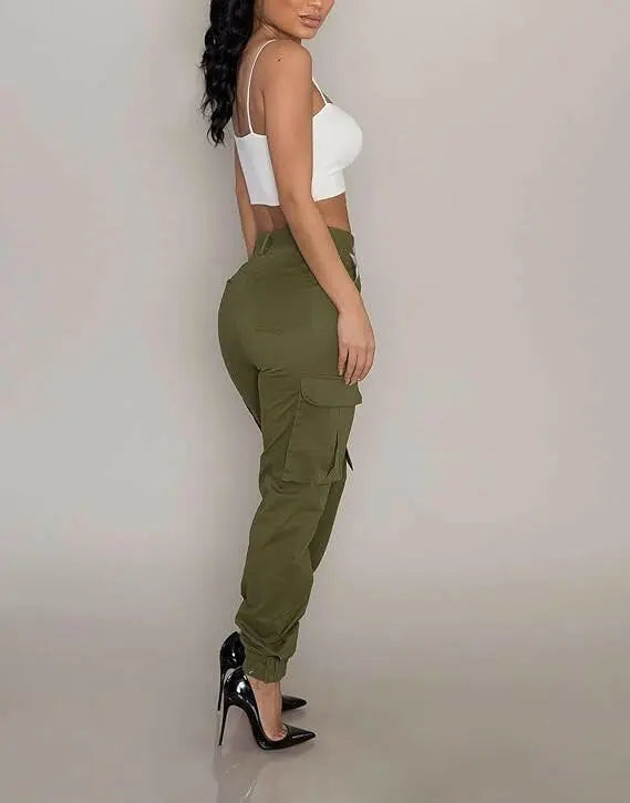 Trendy Solid Cargo Pants, Women's Multi Flap Pocket Trousers, Loose Casual Outdoor Pants, Women's Work Pants Outdoors Streetwear Hip Hop Style