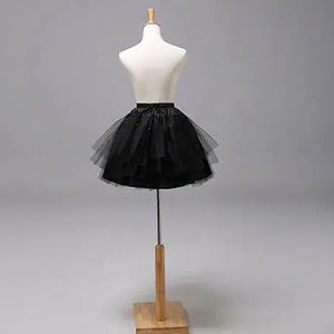 Tulle Tutu Skirt Petticoat Princess Ballet Underskirt Lolita Pettiskirt 50s Crinoline Vintage Lolita Dance Cosplay Skirt (Black) 45cm