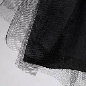 Tulle Tutu Skirt Petticoat Princess Ballet Underskirt Lolita Pettiskirt 50s Crinoline Vintage Lolita Dance Cosplay Skirt (Black) 45cm