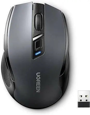 UGREEN Wireless Mouse, Ergonomic PC Mouse with USB Receiver for Computer, Laptop, Desktop, 5 DPI Adjustable, Silent Click, Comfortable Ergo Mouse, 15M Wireless Connection, Ultra-fast Scroll - Black