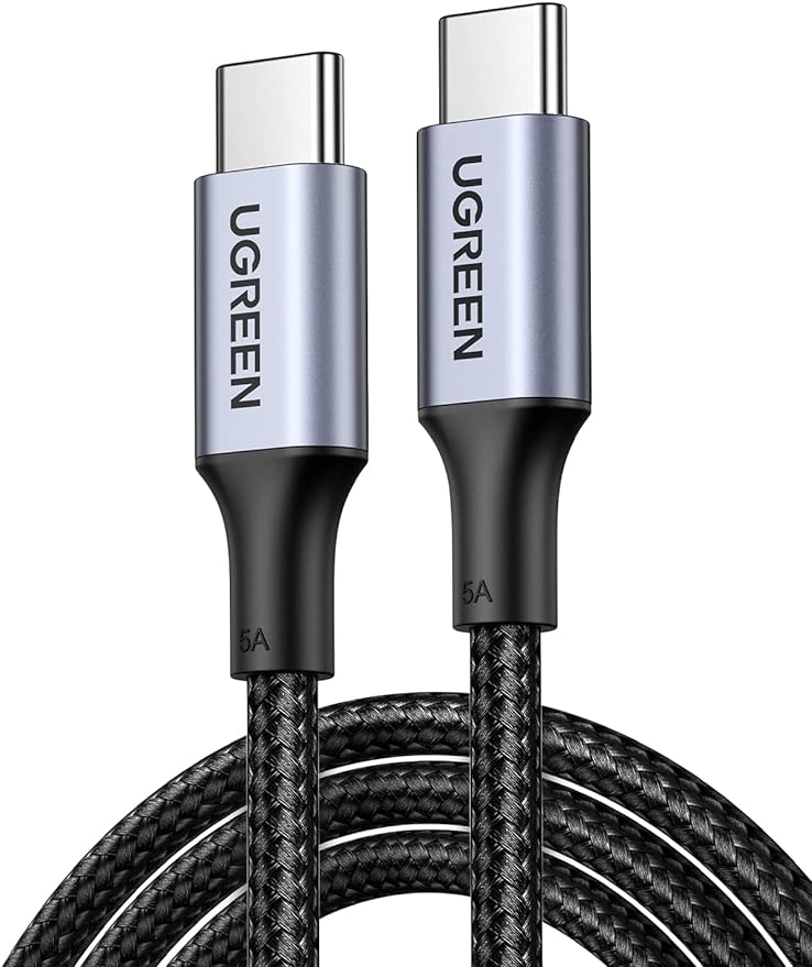 UGREEN USB C Cable 1M, Braided 100W Power Delivery PD Fast charge Cable USB C to USB C for iPhone 15 Pro/15 Pro Max/15 Plus, iPad mini 6, MacBook Pro/Air, iPad Pro, Samsung S24/S24 Ultra, Huawei P60