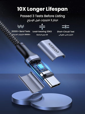 UGREEN Cable USB C Cable 1M, Braided 100W Power Delivery PD Fast charge Cable USB C to USB C for iPhone 15 Pro/15 Pro Max/15 Plus, iPad mini 6, MacBook Pro/Air, iPad Pro, Samsung S24/S24 Ultra, Huawei P60