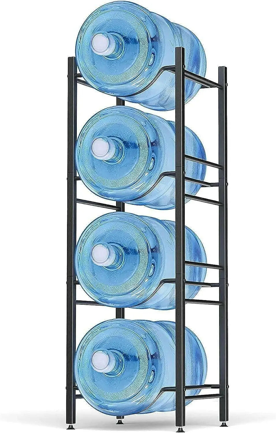 Water Bottle Storage Stand, 4 Tier Water Bottle Holder, 5 Gallons Heavy Duty Water Jug Rack for Kitchen Home and Office Black