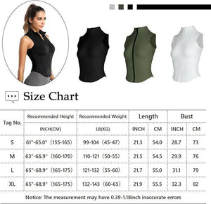 Women Sleeveless Athletic Tank Top Slim Fit Full Zip Shirts for Gym Yoga Workout Running Track