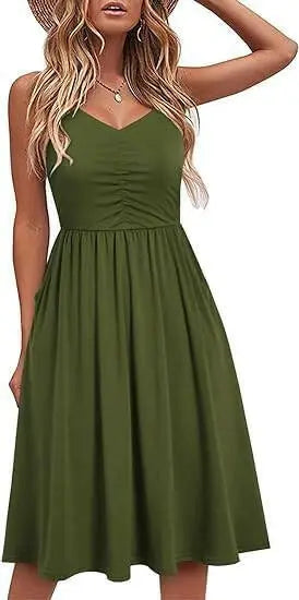 Women Spaghetti Strap Sundress Classic Dress