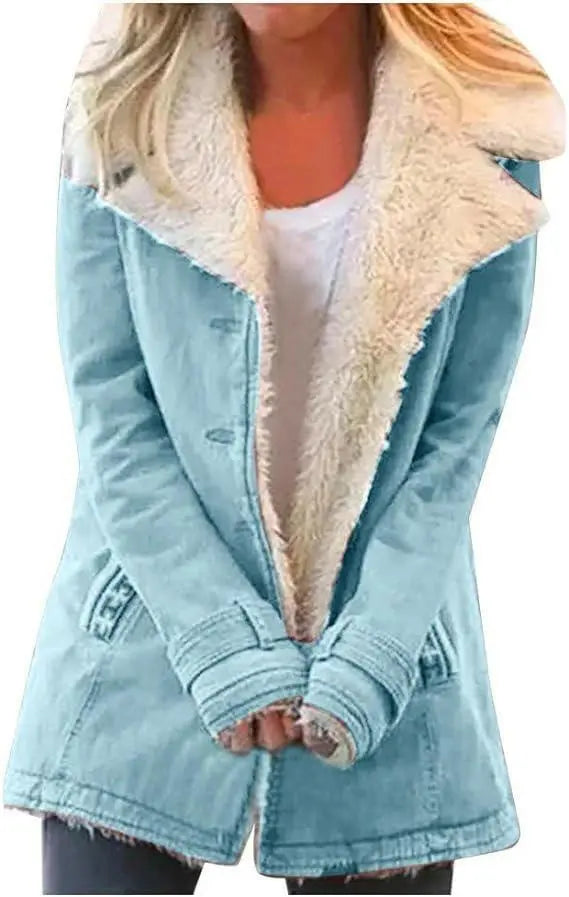 Women Winter Cardigan Jacket Coat, Ladies Solid Long Sleeve Plush Warm Overcoat Outwear