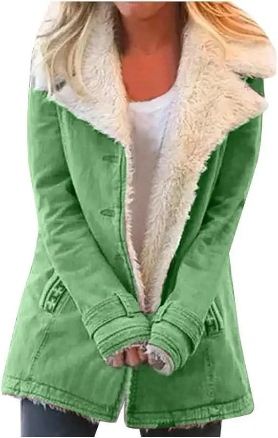 Women Winter Cardigan Jacket Coat, Ladies Solid Long Sleeve Plush Warm Overcoat Outwear