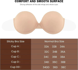 Women’s Backless Strapless Push Up Bra Thick Padded Sticky Underwired Bras Self Adhesive