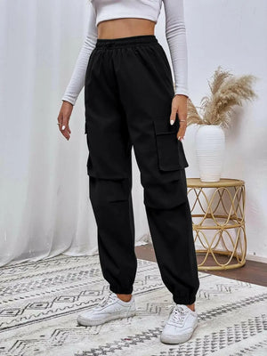 Women's Drawstring Waist Jogger Workout Cargo Pants with Pocket