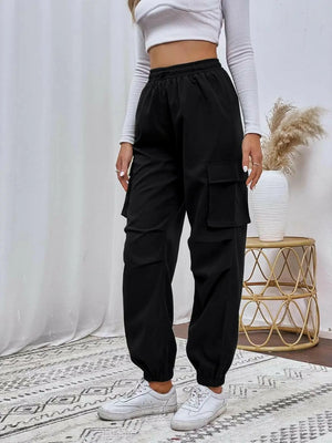 Women's Drawstring Waist Jogger Workout Cargo Pants with Pocket