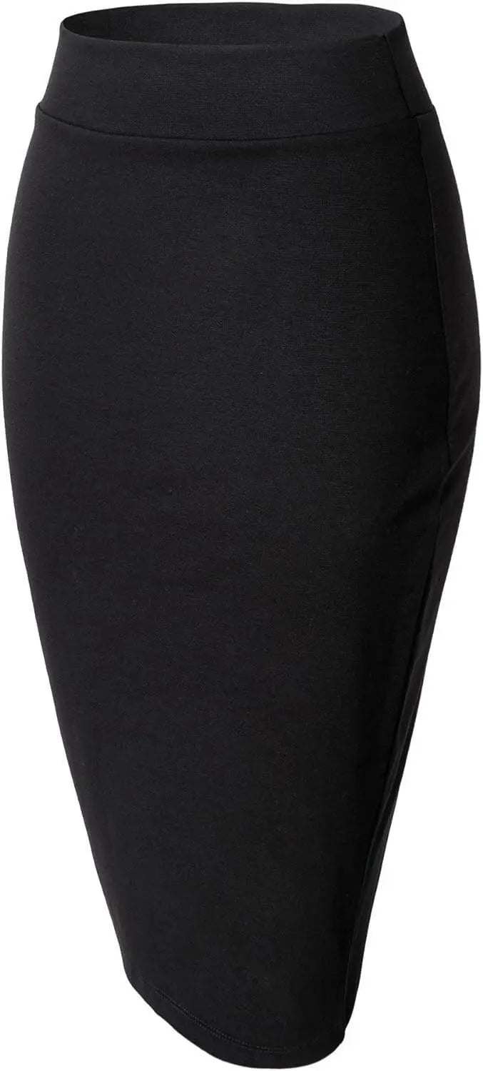 Women's Elastic Waist Stretch Bodycon Midi Pencil Skirt