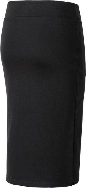 Women's Elastic Waist Stretch Bodycon Midi Pencil Skirt