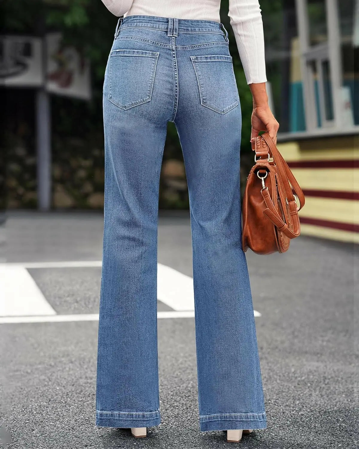 Women's Flare Jeans High Waisted Wide Leg Baggy Jeans
