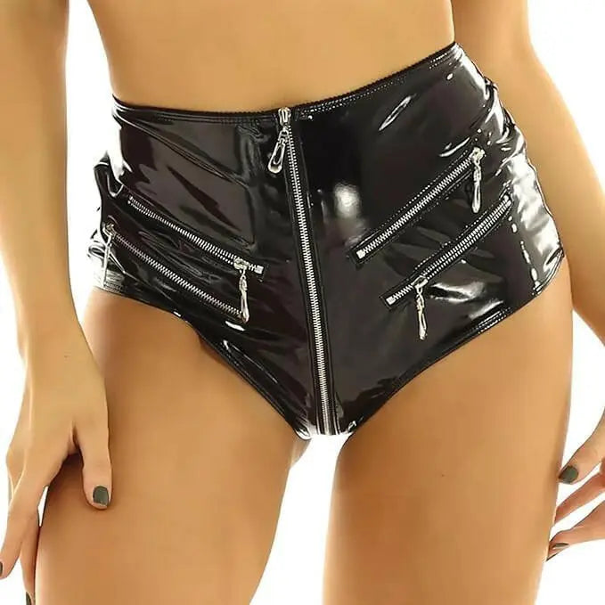 Women's Metallic Low Rise Mini Booty Shorts Hot Pant Latex