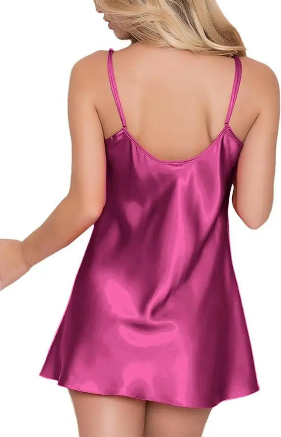 Women's Pajamas Satin Lingerie Nightgown Spaghetti Strap Sleepwear Slik Chemise Mini Slip Short Nightwear