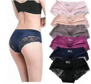 Women's Panties, Panty Set Briefs Underwear 6 PACKS Seamless Ladies Pantie Set, Lingerie with Lace Black,Magenta, Pink,Beige,Navy Blue,Coffee
