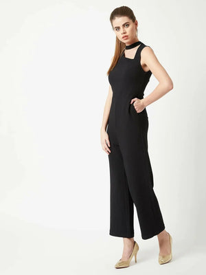 Women's Regular Fit Shirt Style Solid Jumpsuit