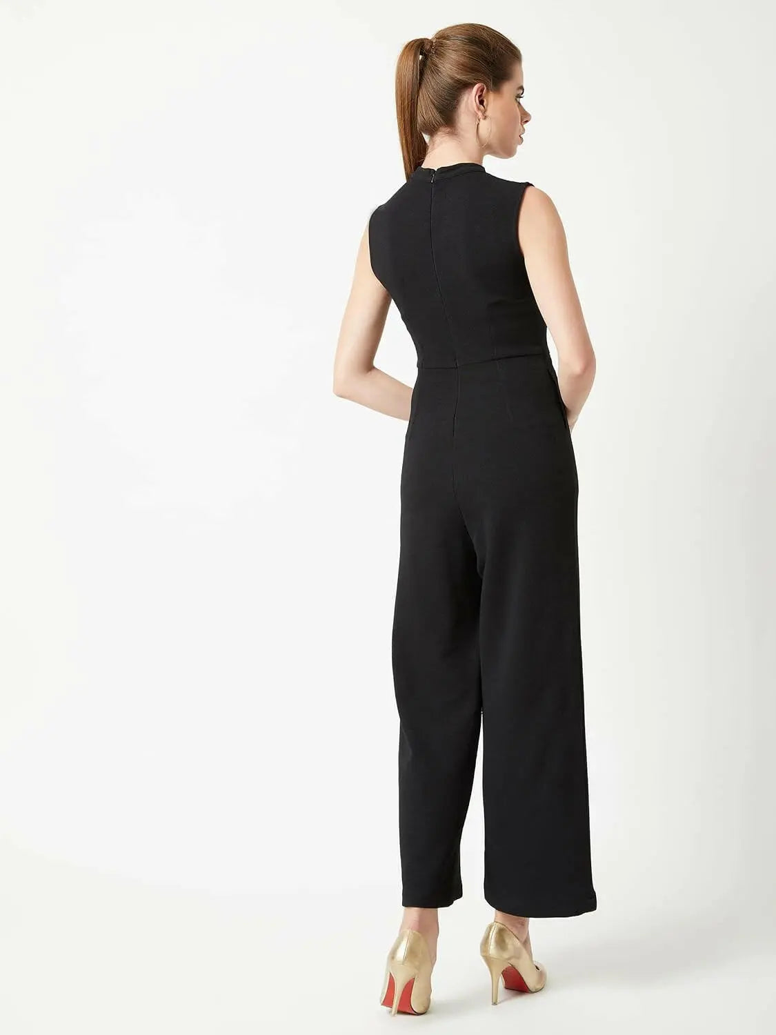 Women's Regular Fit Shirt Style Solid Jumpsuit