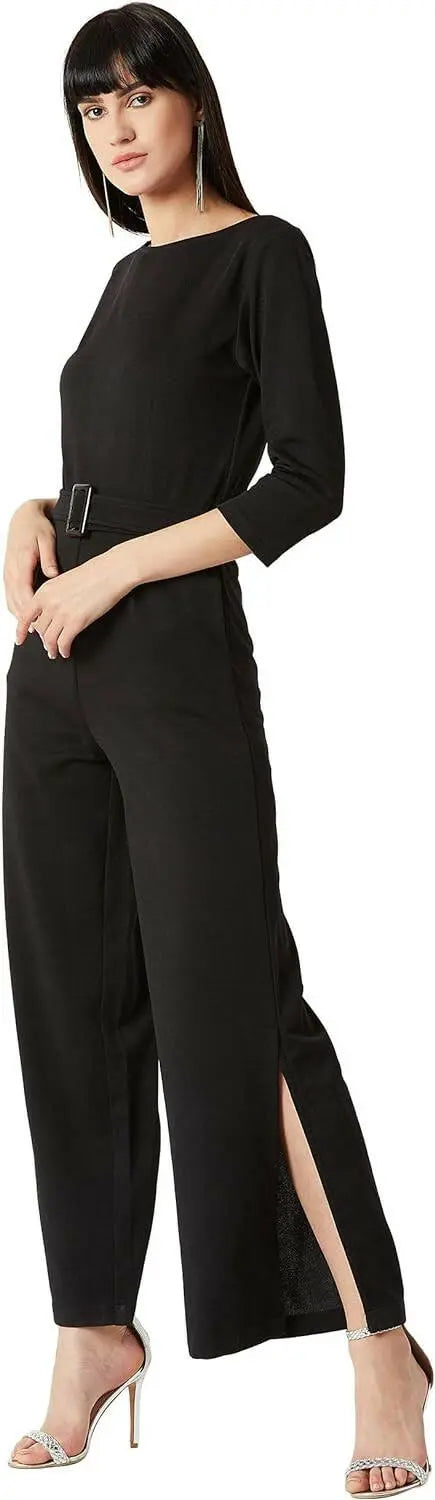 Women's Regular Fit Shirt Style Solid Jumpsuit